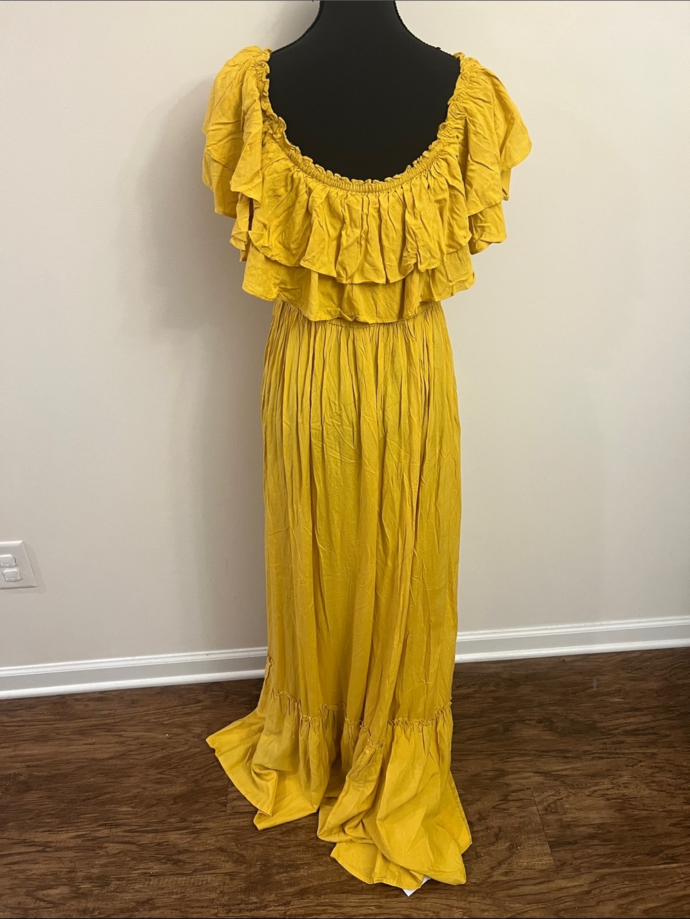 Fashion Nova Yellow Ruffle-Off-Shoulder Maxi Dress - Picture 3 of 9